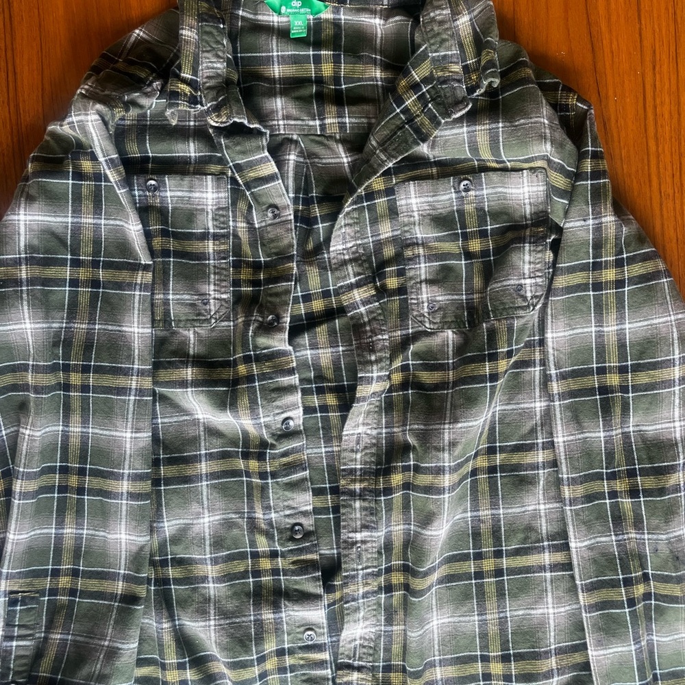 Dip Green and Black Casual Button Down Shirt